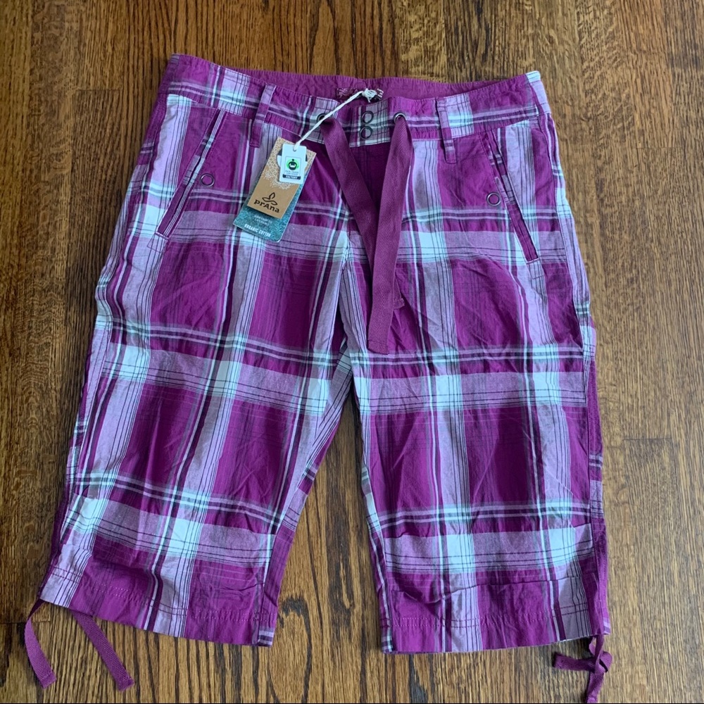 Women’s Purple Plaid Drawstring Shorts